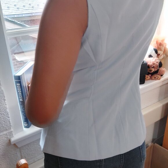 Woven Boat Neck Solid Button Vest - Picture 3 of 7